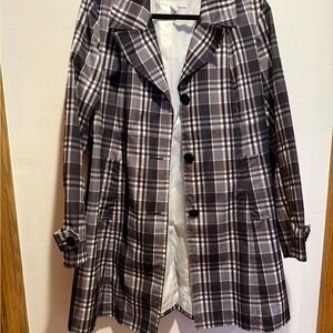 Relativity Black and White Plaid Trench Coat
